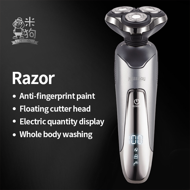 Electric Shaver for Men Face, Electric 3D Rotary Razors Wet and Dry Full Body Washable Rechargeable Cordless Electric Beard Trimmer with Pop-up Trimmer Digital Indicator,with travel lock