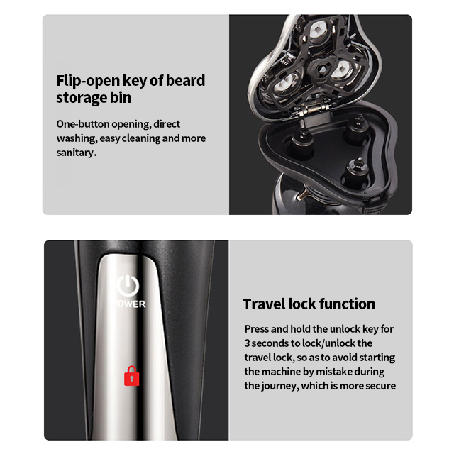 Electric Shaver for Men Face, Electric 3D Rotary Razors Wet and Dry Full Body Washable Rechargeable Cordless Electric Beard Trimmer with Pop-up Trimmer Digital Indicator,with travel lock
