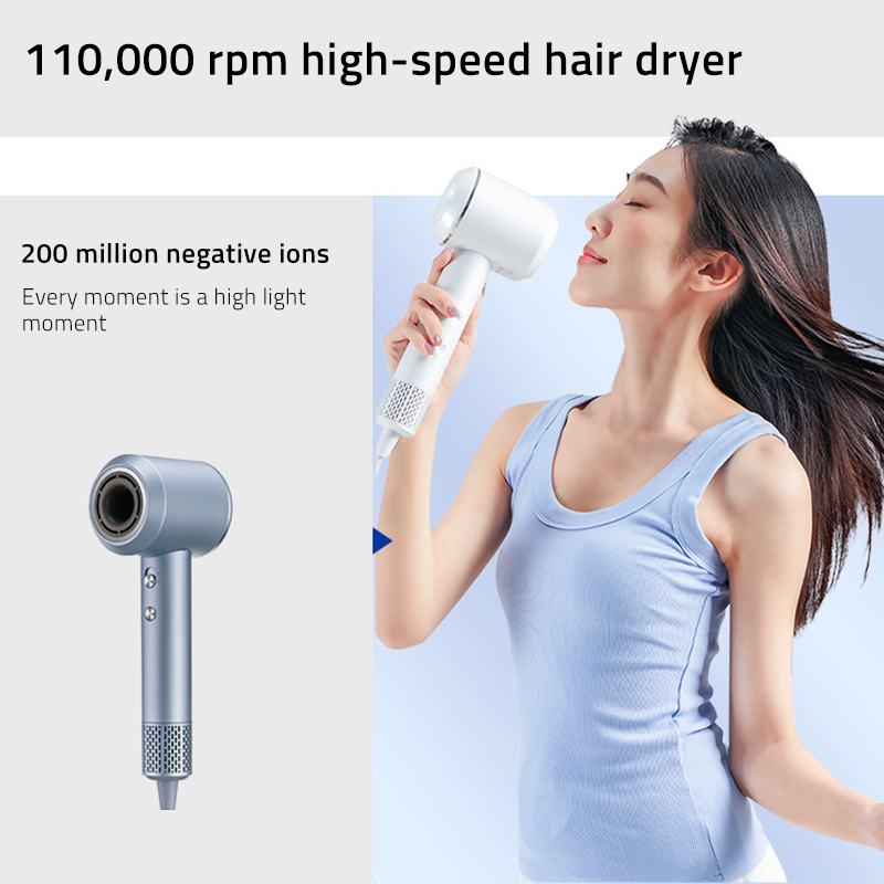 Professional Ionic Hair Dryer, Powerful 1800W Fast Drying Low Noise Blow Dryer with 2 Concentrator Nozzle 1 Diffuser Attachments for Home Salon Travel