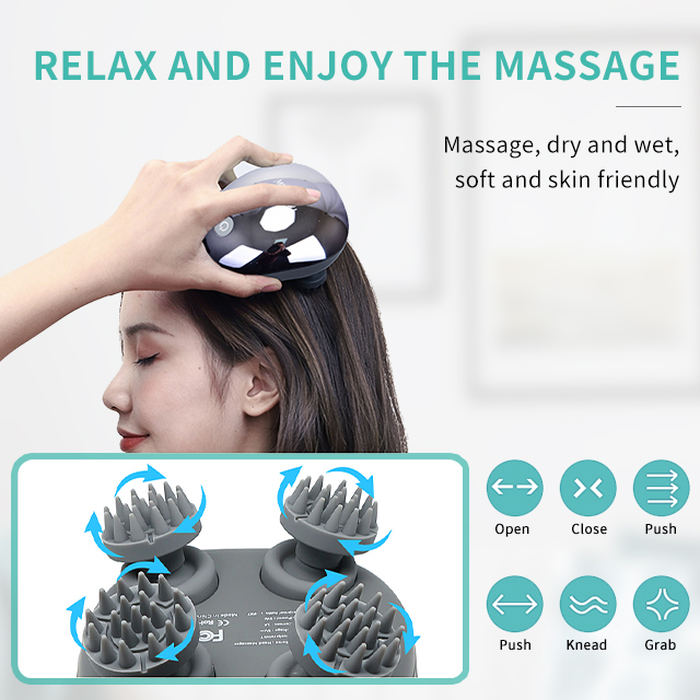  MEEEGOU Portable Mini head Massager, IPX7 Waterproof Wireless Massager Octopus Head, for Scalp Stress Relief 